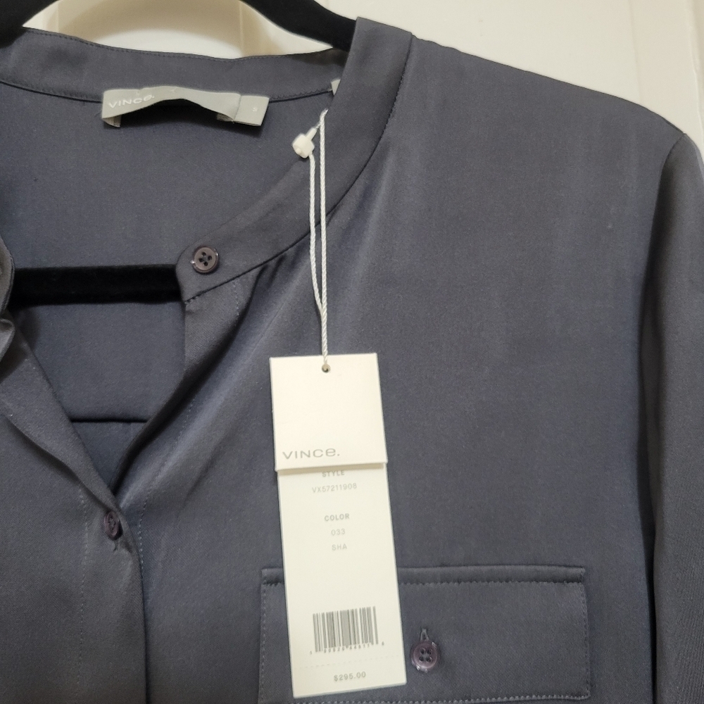 Vince NWT Long sleeve Button Front Silk blouse. - Picture 10 of 14